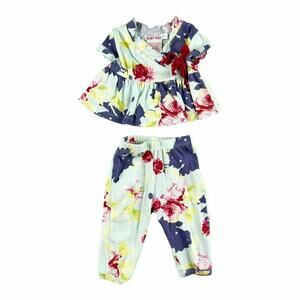 Baby Nay Floral Wrap Top Pants Outfit 3 Months